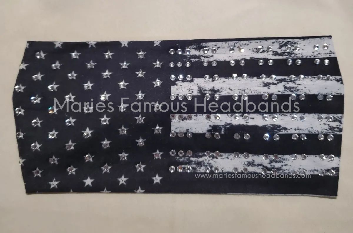 Marie's Vintage USA Flag Black Handcrafted Headband