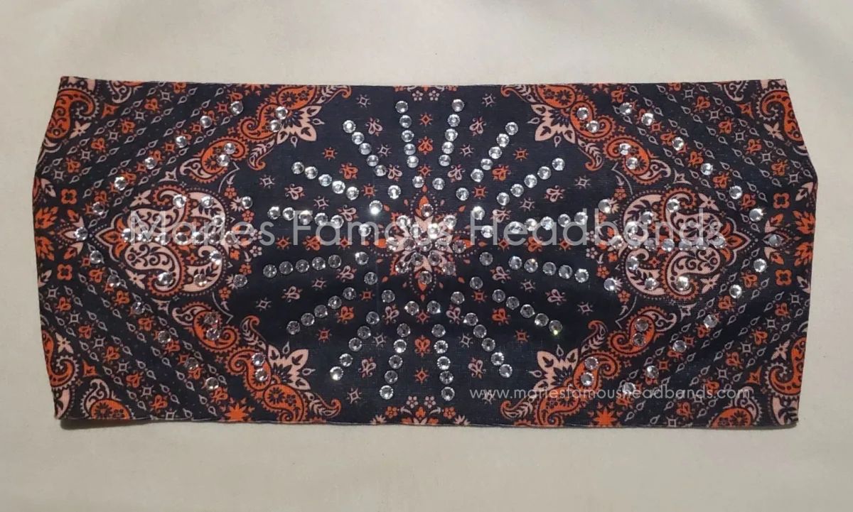 Marie's Paisley Burnt Orange & Black Handcrafted Headband