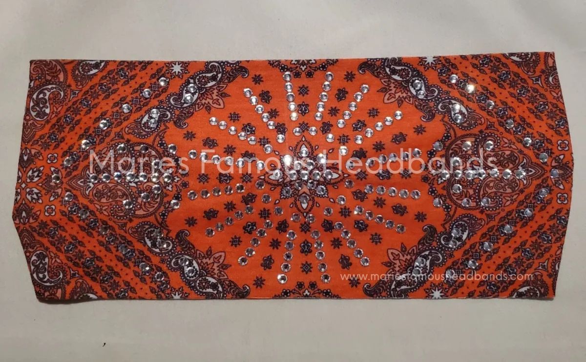 Marie's Paisley Orange & Black Handcrafted Headband