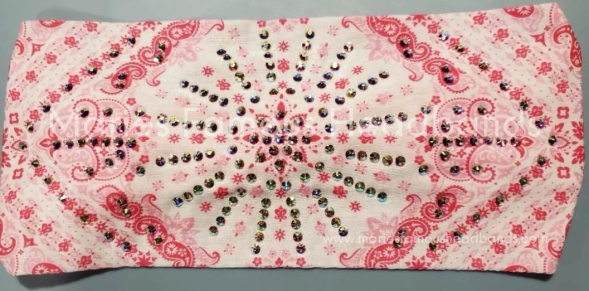 Marie's Paisley White Pink Handcrafted Headband
