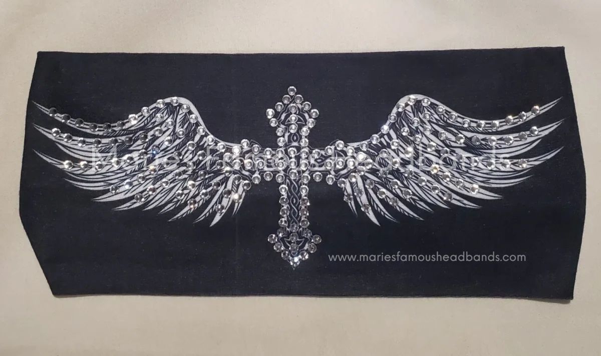 Marie's Cross & Angel Wings Handcrafted Headband