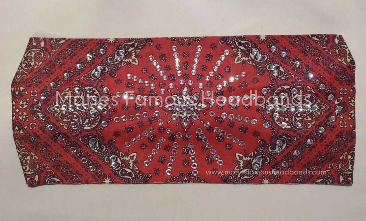 Marie's Paisley Deep Red Handcrafted Headband