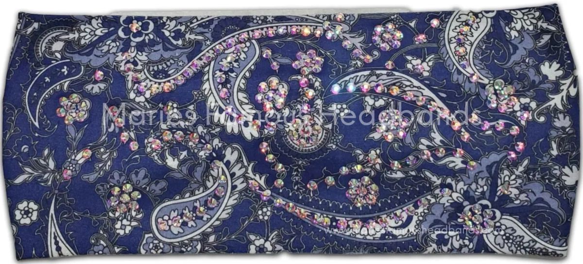 Marie's Navy Blue Paisley Handcrafted Headband