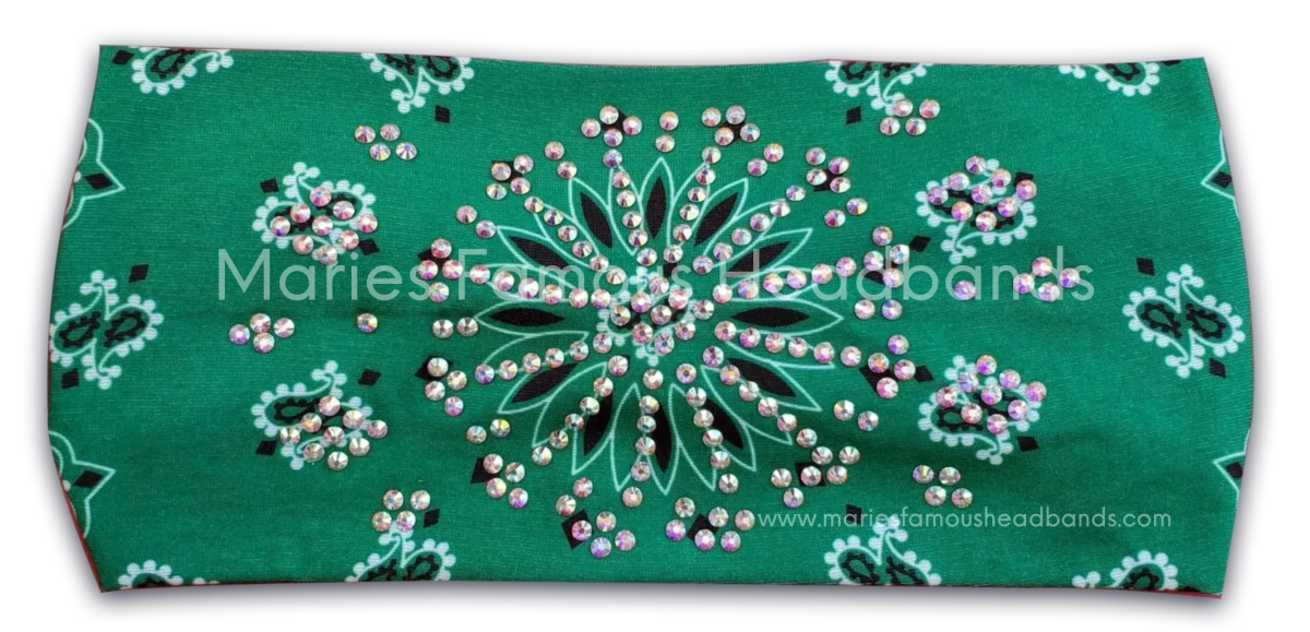 Marie's Starburst Kelly Green Handcrafted Headband