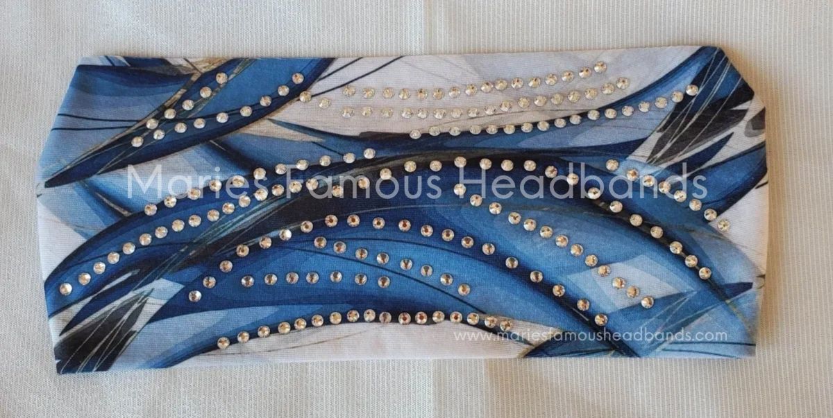 Marie's Blue & white feathers Handcrafted Headband