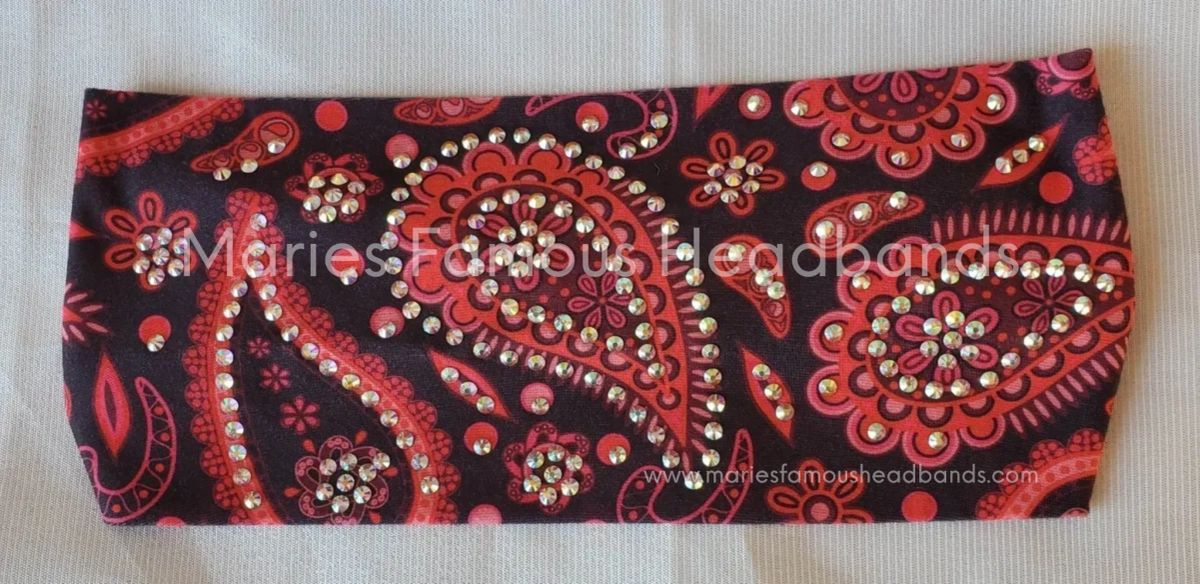Marie's Red Paisley Handcrafted Headband