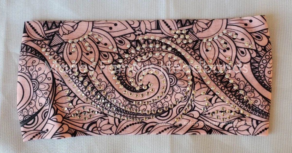 Marie's Peach & Black Swirls Handcrafted Headband