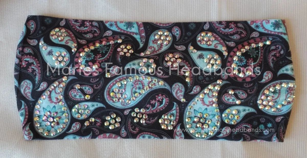 Marie's Teal mini paisley Handcrafted Headband