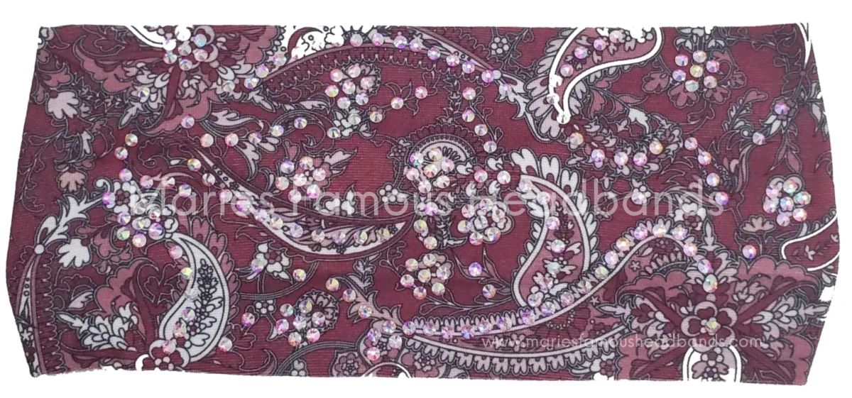 Marie's Paisley Maroon Handcrafted Headband