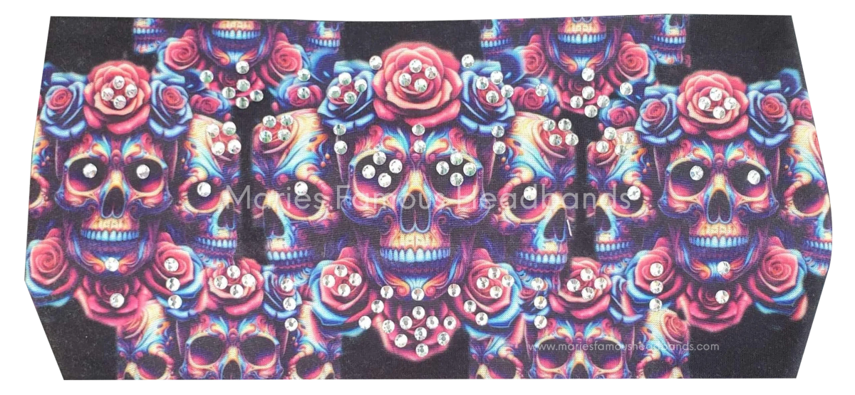 Marie's Colorful Skulls Handcrafted Headband