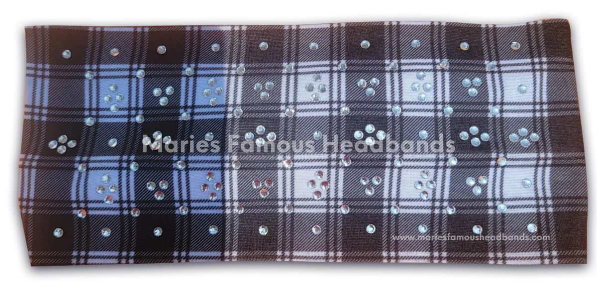 Marie's Black in White Checkered Handcrafted Headband