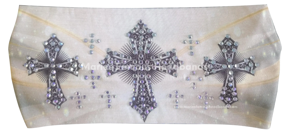 Marie's Dirty white 3crosses Handcrafted Headband